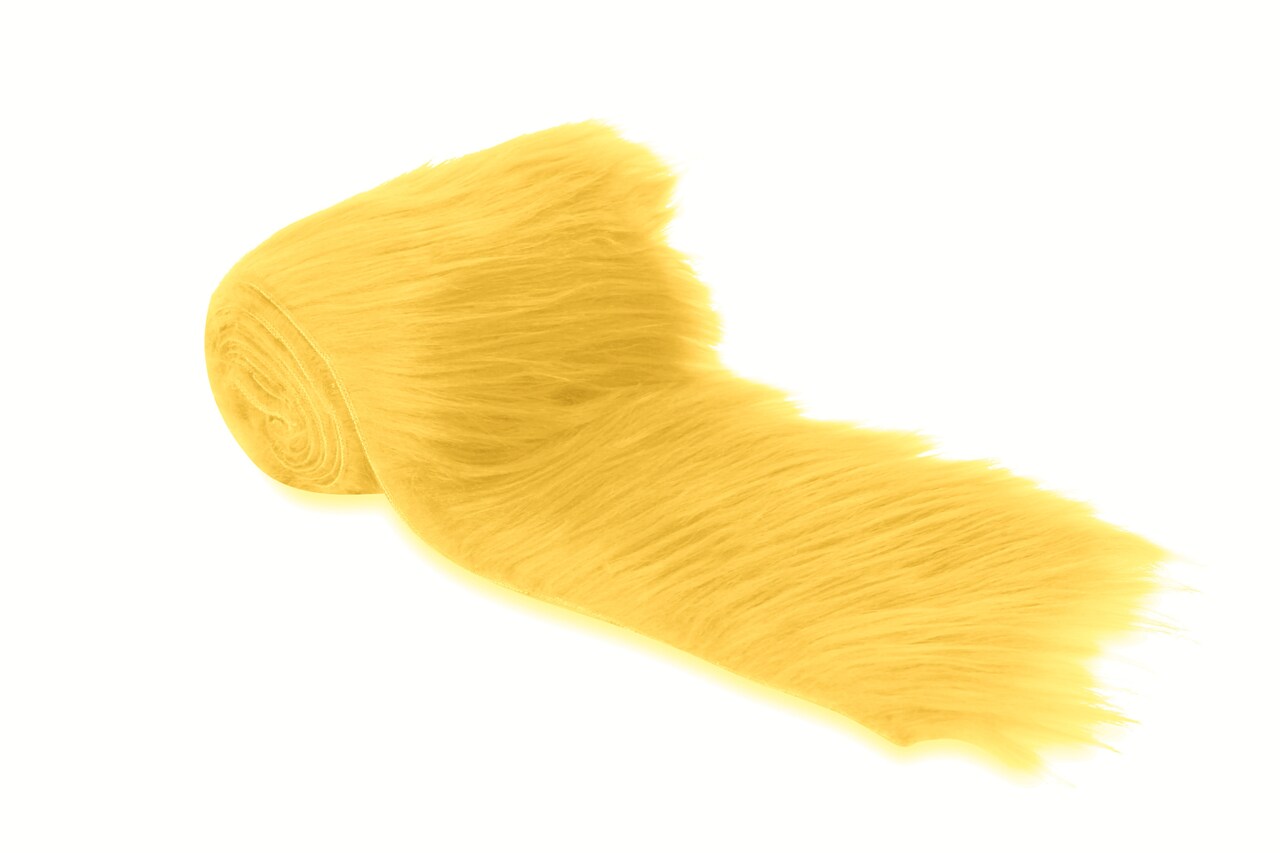 Faux Fur Fabric by FabricLA - 2 Inch x 60 Inch Precut Golden Yellow Fur Trim Rolls | Ideal for Crafts & Decor